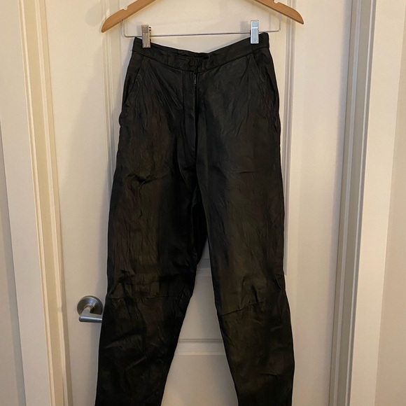 Vintage Leather High-Waisted Women’s Pants - Picture 2 of 3